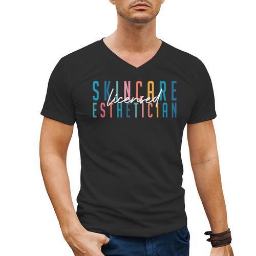 Licensed Skin Esthetician Graduation Skin Esthetician Men's V-Neck T-Shirt - Best Gift Smart