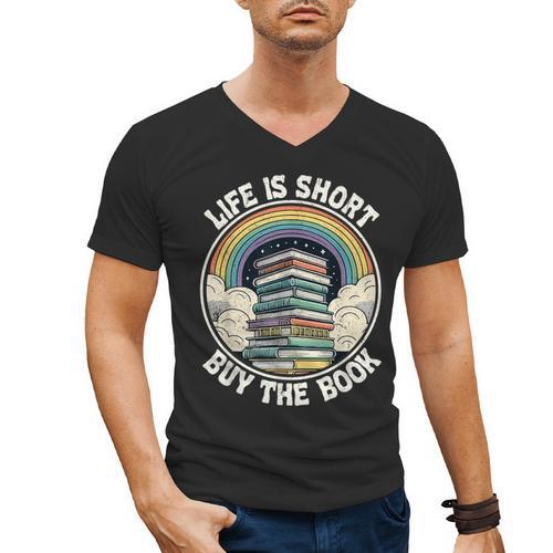 Life Is Short Buy The Book Reading Book Men's V-Neck T-Shirt - Bookorys