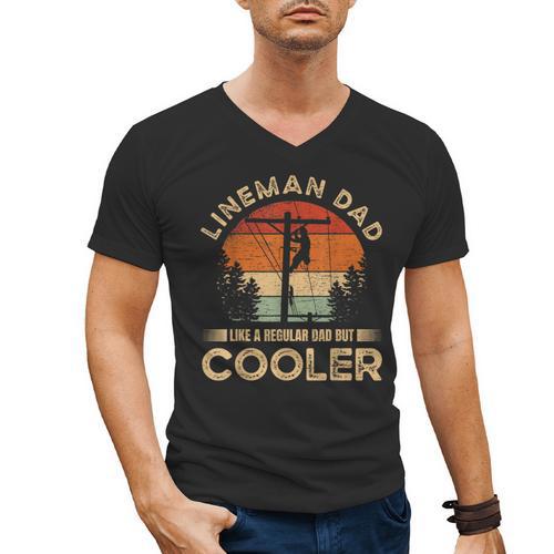 Lineman Dad Like A Regular Dad But Cooler Lineman Men's V-Neck T-Shirt - Father's Day Fun