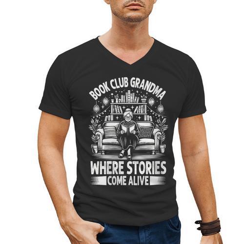 Literary Grandma Reading Club Book Lover Story Enthusiast Men's V-Neck T-Shirt - Bookorys