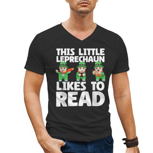 This Little Leprechaun Likes To Read St Patrick's Day Book Men's V-Neck T-Shirt - Bookorys DE