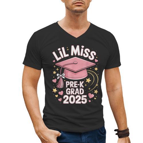 Little Miss Pre-K Grad 2025 Preschool Graduation Girls Kids Men's V-Neck T-Shirt - Best Gift Smart