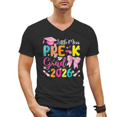 Little Miss Pre-K Grad 2026 Preschool Graduation Kids Girls Men's V-Neck T-Shirt - Best Gift Smart
