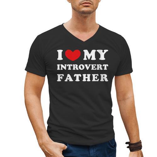 I Love My Introvert Father I Heart My Introvert Father Men's V-Neck T-Shirt - Raresse