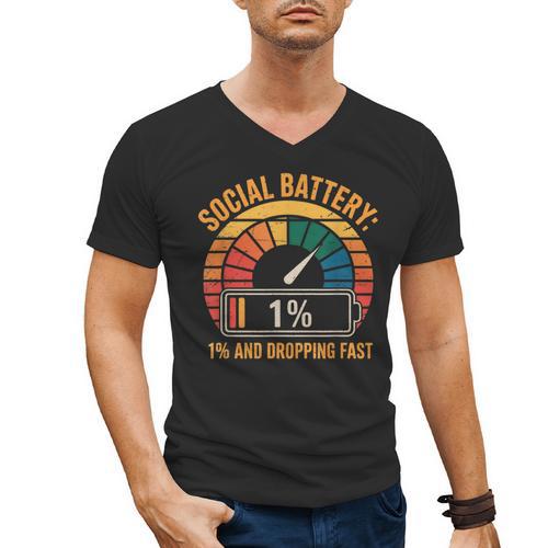 Low Social Battery Introvert Energy Men's V-Neck T-Shirt - Raresse