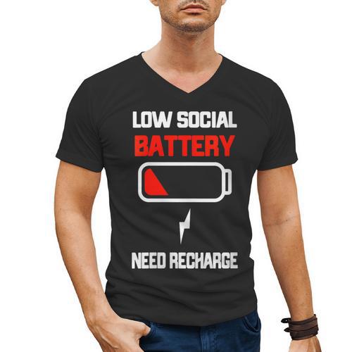 Low Social Battery Need Recharge Introvert Self-Care Men's V-Neck T-Shirt - Raresse