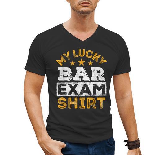 My Lucky Bar Exam Shirt Lawyer Law School Graduation Men's V-Neck T-Shirt - Best Gift Smart
