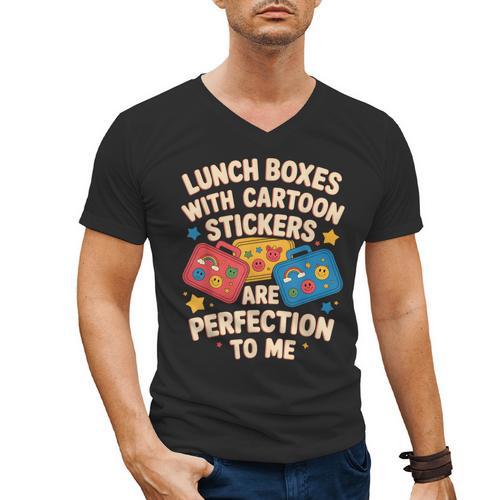 Lunch Boxes With Stickers Lunch Box Nostalgia Retro Men's V-Neck T-Shirt - Figerry