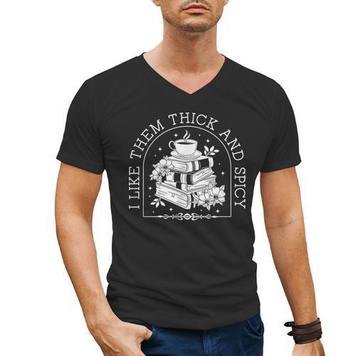 I Like Them Thick And Spicy Smut Book Reader Men's V-Neck T-Shirt - Bookorys