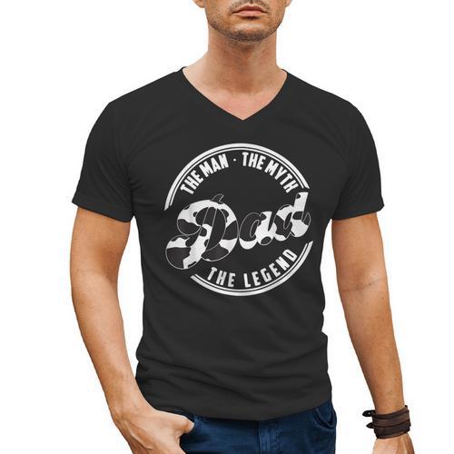 The Man The Myth The Legend Daddy Love Cows Dad Cow Print Men's V-Neck T-Shirt - Father's Day Fun