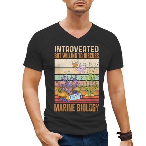 Marine Biology Ocean Introvert Marine Biologist Men's V-Neck T-Shirt - Raresse