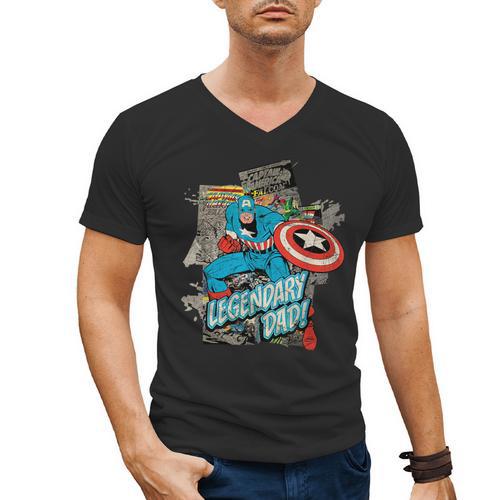 Marvel Captain America Legendary Dad Father's Day Men's V-Neck T-Shirt - Father's Day Fun
