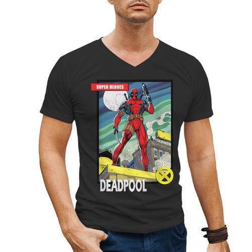 Marvel Comics Deadpool Vintage Book Art Men's V-Neck T-Shirt - Bookorys