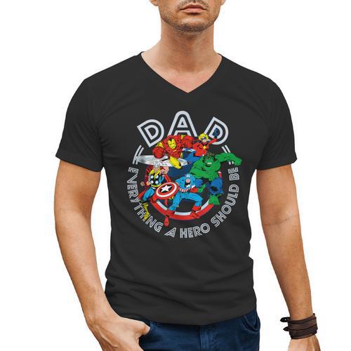 Marvel Comics Retro Classic Father's Day Avengers Hero Dad Men's V-Neck T-Shirt - Father's Day Fun
