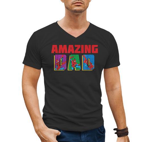 Marvel Spider-Man Amazing Dad Birthday Father’s Day Men's V-Neck T-Shirt - Father's Day Fun