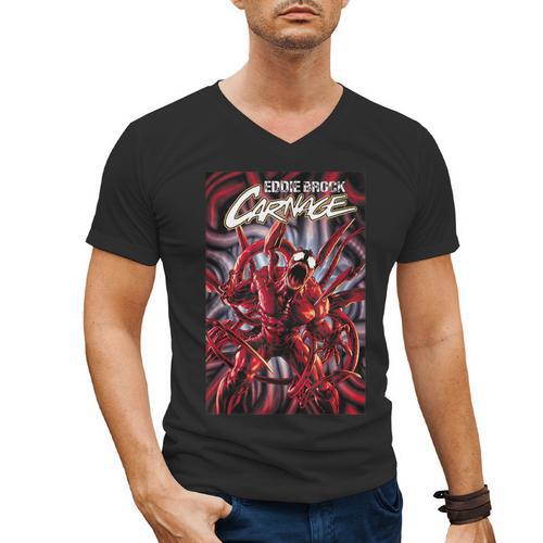 Marvel Spider-Man Eddie Brock Carnage Comic Book Cover Men's V-Neck T-Shirt - Bookorys DE