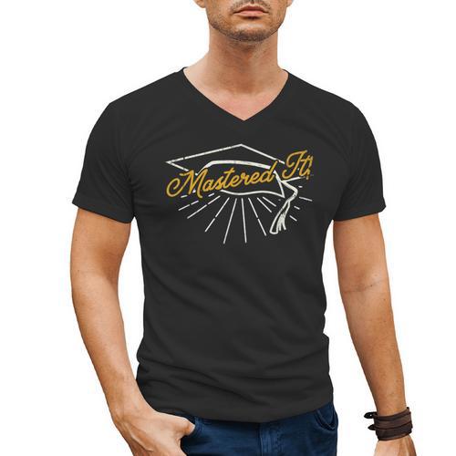Mastered It Masters Degree College Graduation Party T Shirt Men's V-Neck T-Shirt - Best Gift Smart