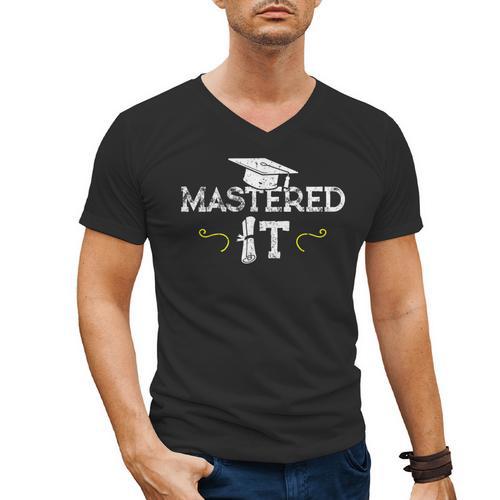 Mastered It Masters Graduation Cool Distressed Men's V-Neck T-Shirt - Best Gift Smart