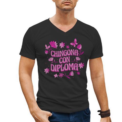 Masters Graduation Educated Latina Chingona Con Diploma Men's V-Neck T-Shirt - Best Gift Smart