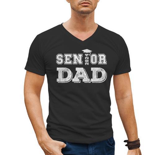 Matching Family Highschool Graduation 2024 Senior Dad Men's V-Neck T-Shirt - Best Gift Smart