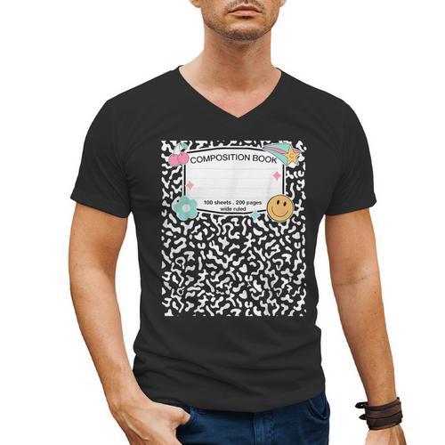 Matching Group Halloween Teacher Composition Book Notebook Men's V-Neck T-Shirt - Bookorys