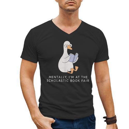 Mentally At The Scholastic Book Fair Retro Vintage Trendy Men's V-Neck T-Shirt - Bookorys DE