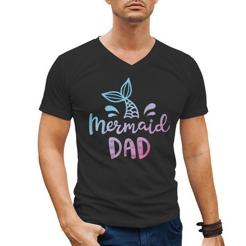 Mermaid Dad Merman Daddy Dad Family Matching Birthday Men's V-Neck T-Shirt - Father's Day Fun