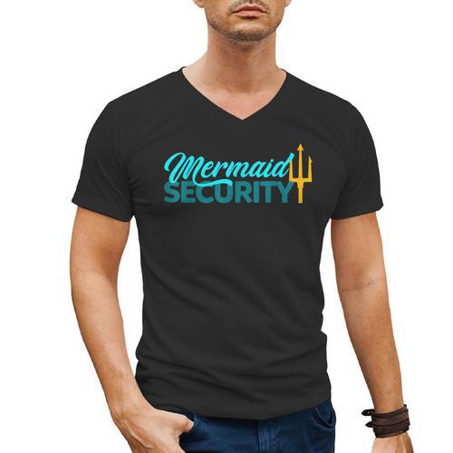 Mermaid Security Birthday Party Matching Dad Boys Men's V-Neck T-Shirt - Father's Day Fun