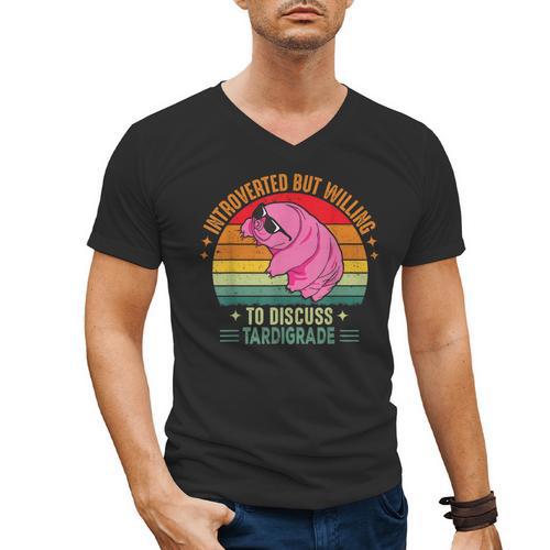 Microbiology Science Nerd STEM Introvert Tardigrades Lover Men's V-Neck T-Shirt - Raresse