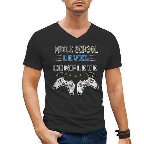 Middle School Level Complete Gaming Class Of 2022 Graduation Men's V-Neck T-Shirt - Best Gift Smart