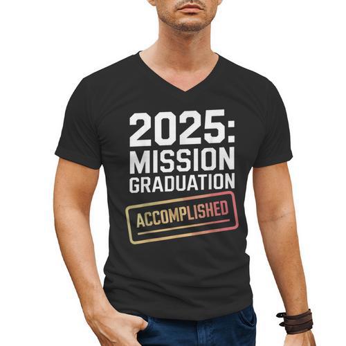 Mission Graduation Accomplished For Class Of 2025 Men's V-Neck T-Shirt - Best Gift Smart
