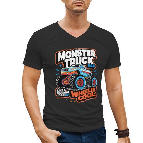 Monster Truck Dad Wheelie Cool Like Normal Dad Men's V-Neck T-Shirt - Father's Day Fun