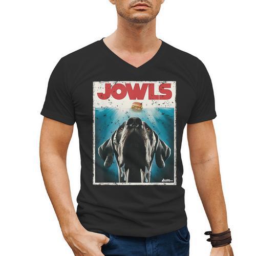 MonsterMuttz Great Dane Jowls Paws Top Drooling Dog Mom Dog Dad Men's V-Neck T-Shirt - Father's Day Fun