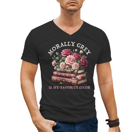 Morally Grey Book Lovers Dark Romance Reader Favorite Color Men's V-Neck T-Shirt - Bookorys