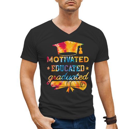 Motivated Educated Graduated Graduation Men's V-Neck T-Shirt - Best Gift Smart