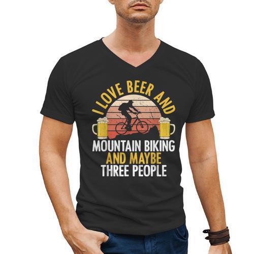 Mountain Biking Beer Drinking Introvert Sayings For Cyclist Men's V-Neck T-Shirt - Raresse