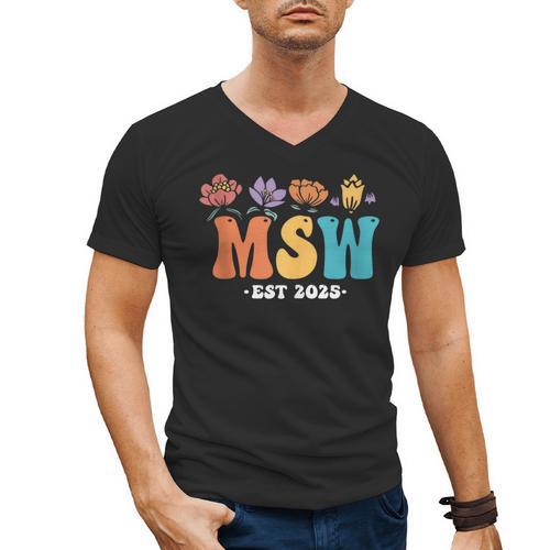 MSW Est 2025 Graduation School Social Worker Shirt Master Men's V-Neck T-Shirt - Best Gift Smart