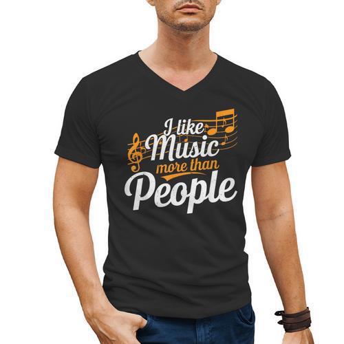 I Like Music More Than People Fan Introvert Men's V-Neck T-Shirt - Raresse