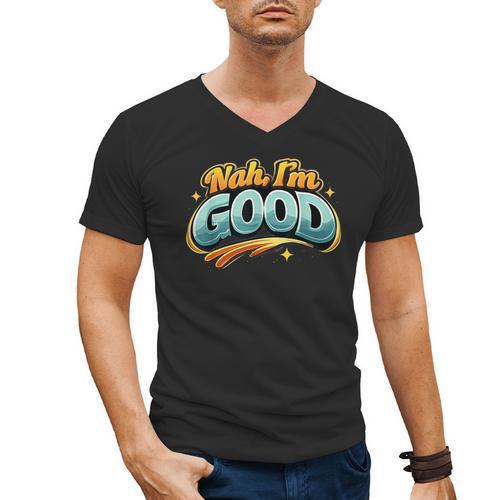 Nah Im Good Sarcastic Quote Introvert Humor Men's V-Neck T-Shirt - Raresse