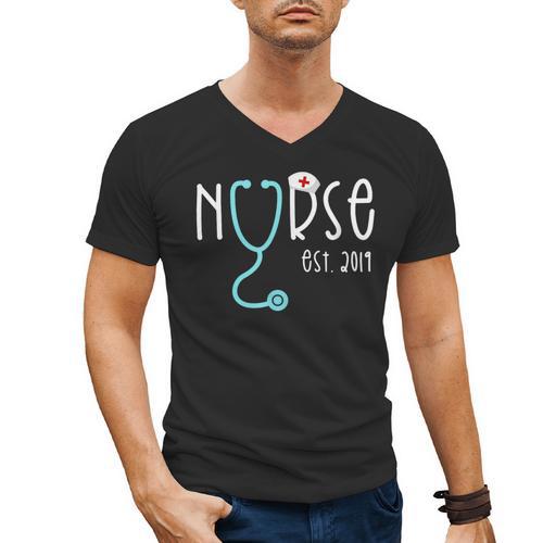 New Nurse Est 2019 T Shirt Graduation RN Women Men's V-Neck T-Shirt - Best Gift Smart