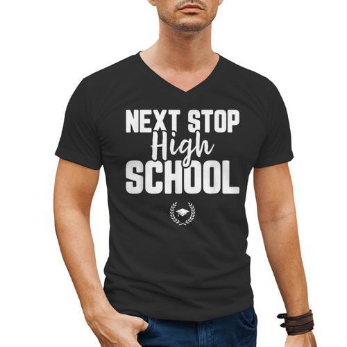 Next Stop High School Graduation T-Shirt Men's V-Neck T-Shirt - Best Gift Smart