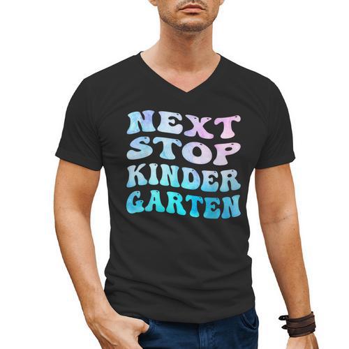 Next Stop Kindergarten Groovy Graduation Last Day Of School Men's V-Neck T-Shirt - Best Gift Smart