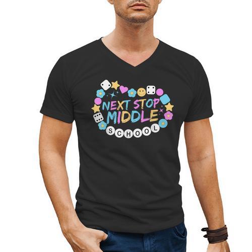 Next Stop Middle School Groovy Elementary School Graduation Men's V-Neck T-Shirt - Best Gift Smart