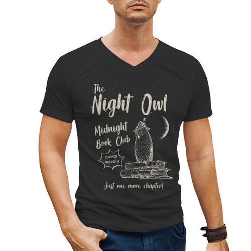 Night Owl Book Club Bookish Book Lover Tee Men's V-Neck T-Shirt - Bookorys CA