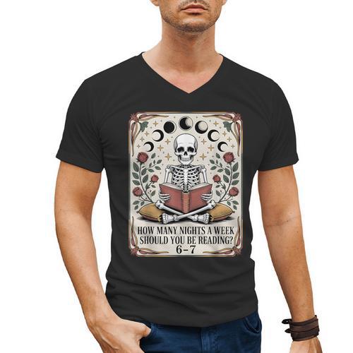 How Many Nights Reading Meme 6 7 Book Lover Men's V-Neck T-Shirt - Bookorys
