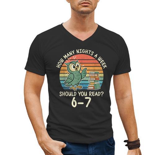 How Many Nights a Week Should You Read 67 Book Reading Meme Men's V-Neck T-Shirt - Bookorys
