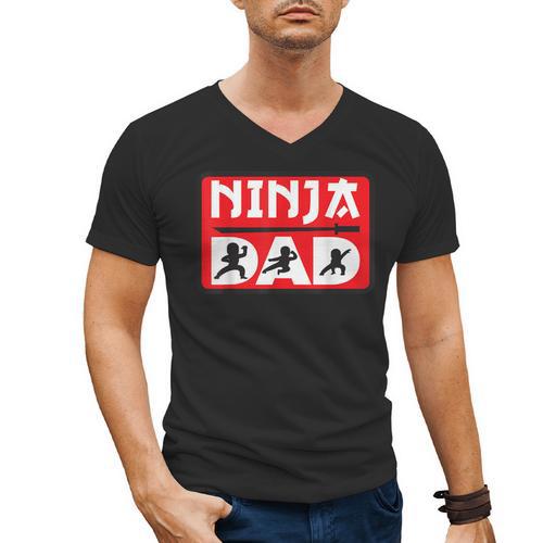 Ninja Dad Matching Family Ninja Warrior Men's V-Neck T-Shirt - Father's Day Fun