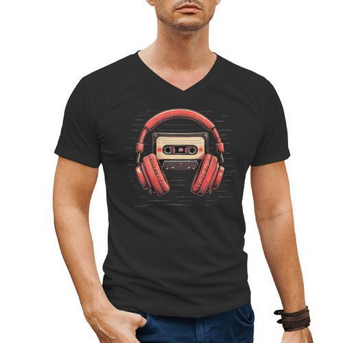 Nostalgia Cassette Men Women 80s 90s Retro Mixtape Tape Men's V-Neck T-Shirt - Figerry