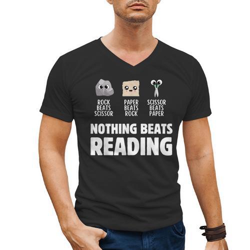 Nothing Beats Reading Librarian Book Bookworm Men's V-Neck T-Shirt - Bookorys CA