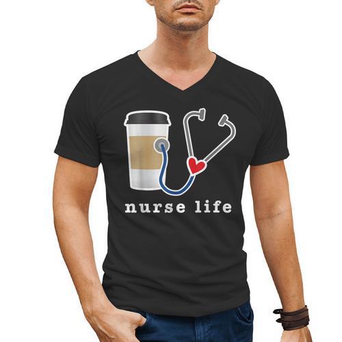 Nurse Life Graphic Nursing School Graduation Men's V-Neck T-Shirt - Best Gift Smart